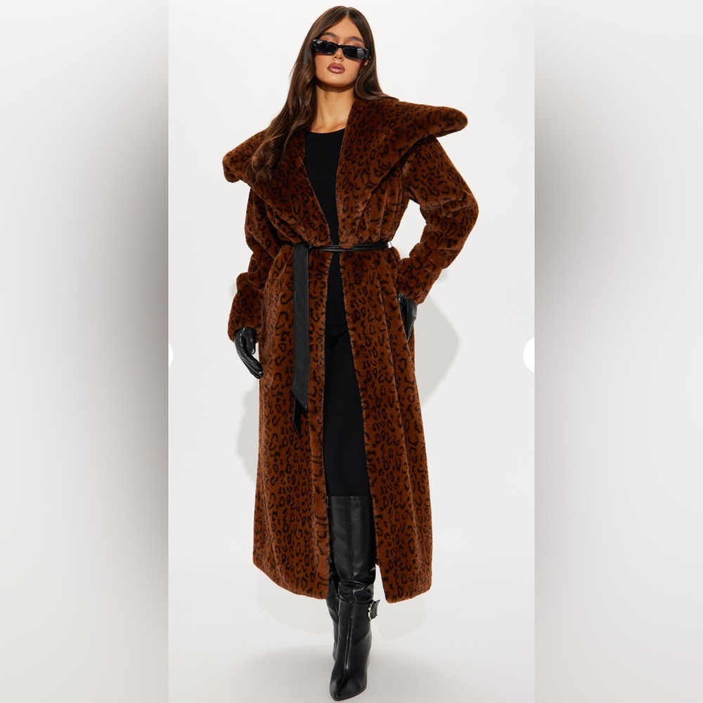 NWT Leopard Print Faux Fur Coat 1X